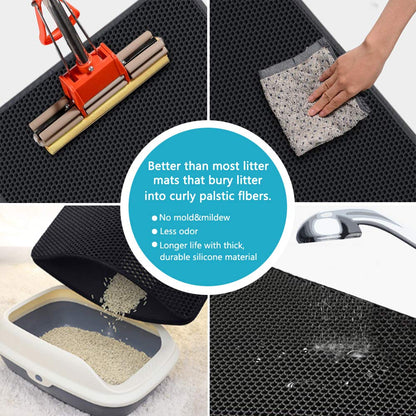 Purrfect Paws: Double Layer Waterproof Cat Litter Mat - Non-Slip & Washable!