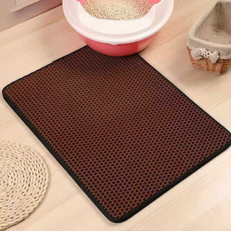 Purrfect Paws: Double Layer Waterproof Cat Litter Mat - Non-Slip & Washable!