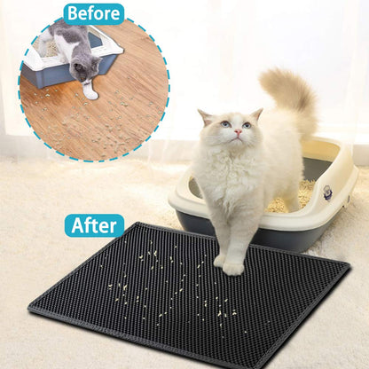 Purrfect Paws: Double Layer Waterproof Cat Litter Mat - Non-Slip & Washable!