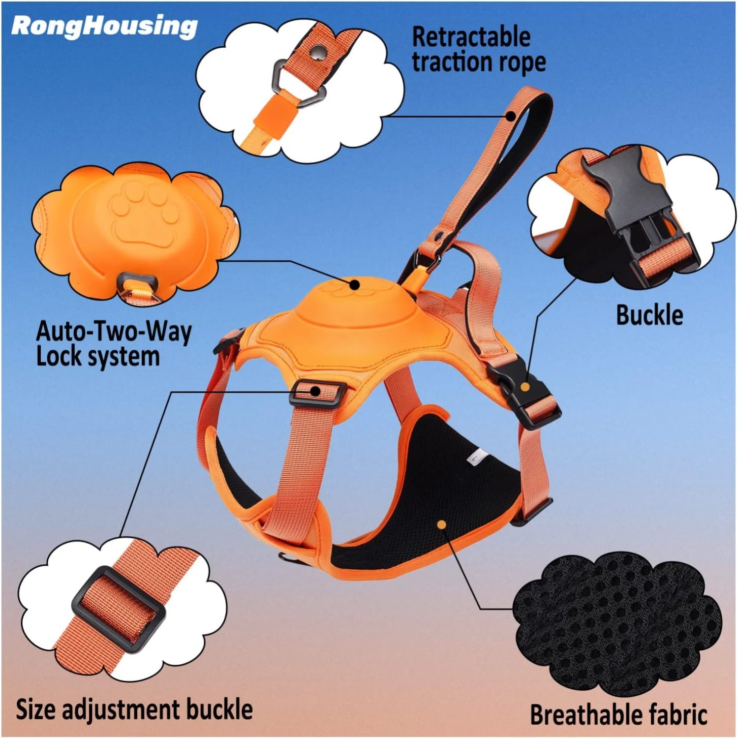 Adjustable Breathable Dog Harness with Retractable Leash - Anti-Burst and Tangle-Free