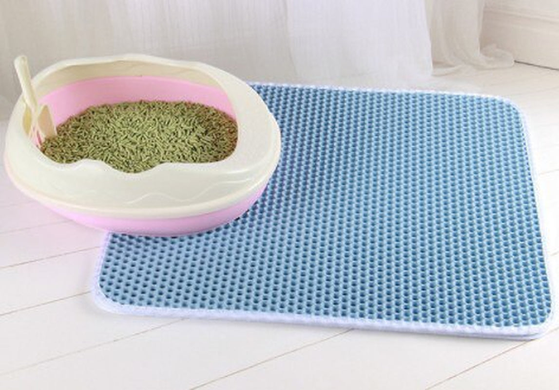 Purrfect Paws: Double Layer Waterproof Cat Litter Mat - Non-Slip & Washable!