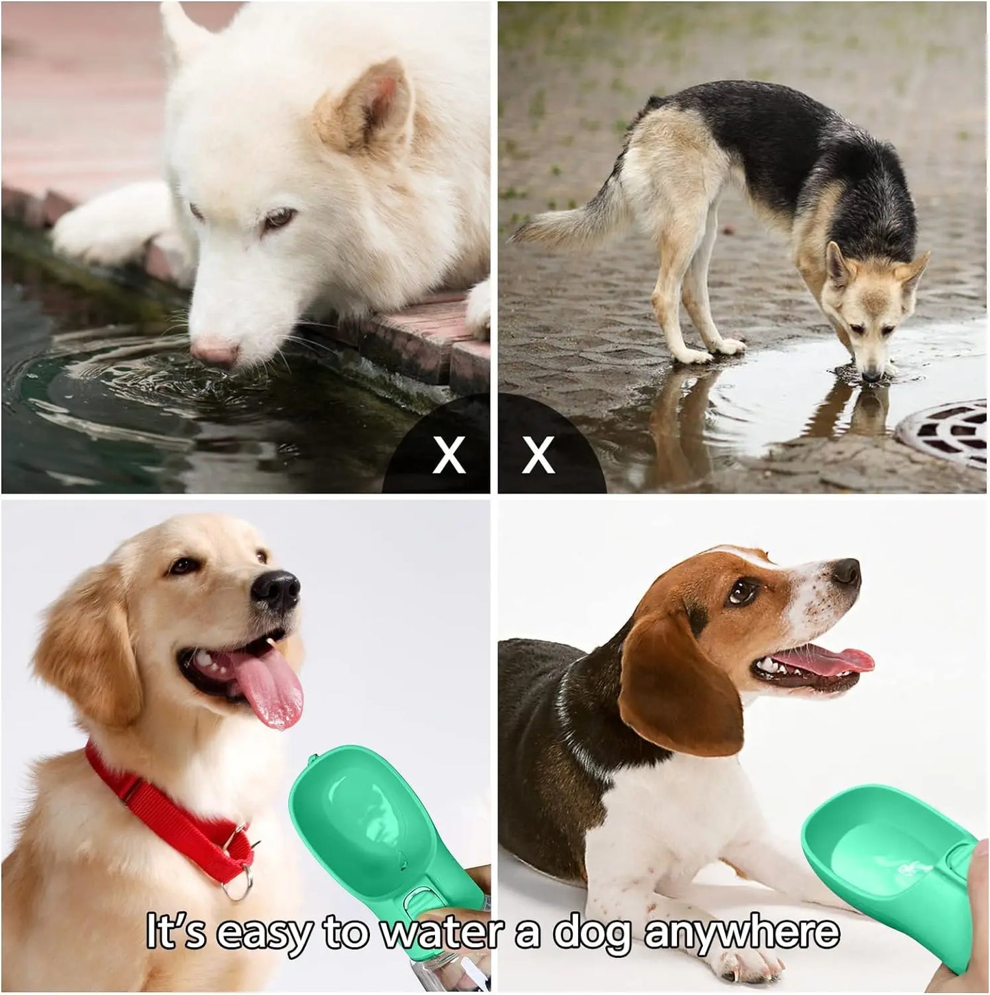 Travel Pet Water Bottle with Bowls - Leakproof & Portable for Dogs and Cats