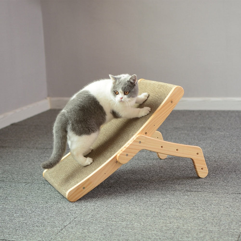 3-in-1 Wooden Cat Scratcher Lounge: Bed, Scratching Post, Claw Grinder