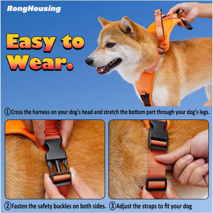 Adjustable Breathable Dog Harness with Retractable Leash - Anti-Burst and Tangle-Free