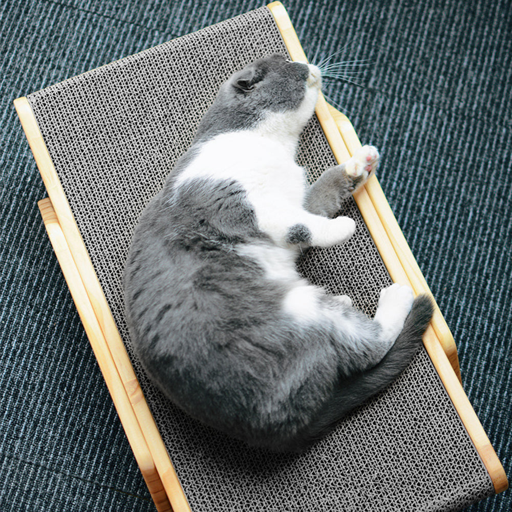 3-in-1 Wooden Cat Scratcher Lounge: Bed, Scratching Post, Claw Grinder