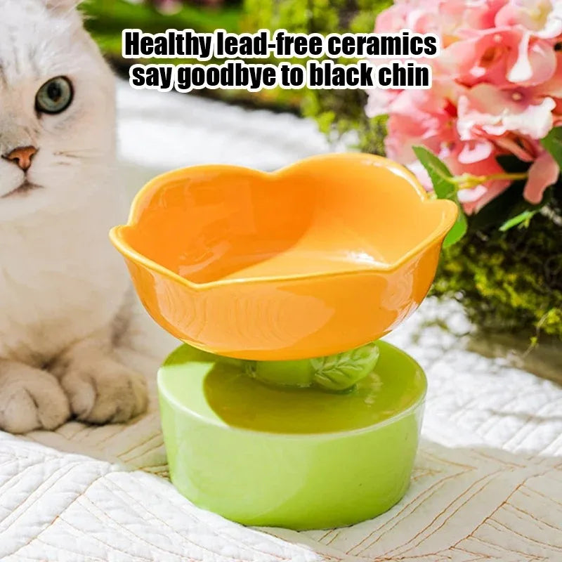 Creative Flower Pet Bowl - Ceramic Food & Water Dish for Cats and Dogs