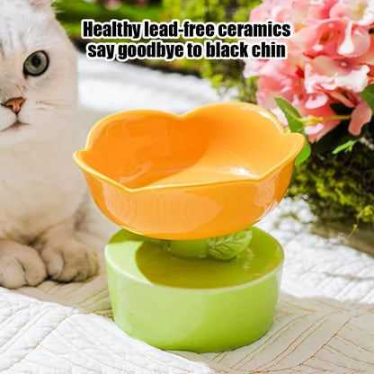 Creative Flower Pet Bowl - Ceramic Food & Water Dish for Cats and Dogs