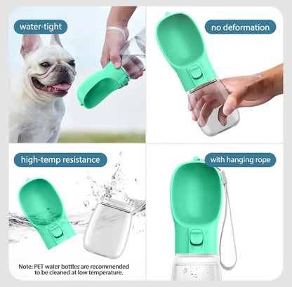 Travel Pet Water Bottle with Bowls - Leakproof & Portable for Dogs and Cats