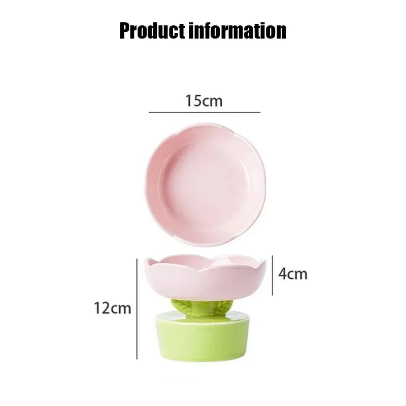 Creative Flower Pet Bowl - Ceramic Food & Water Dish for Cats and Dogs